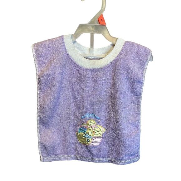 5 for $25🔥Vintage Terry Cloth Purple Baby Bib - Picture 1 of 3
